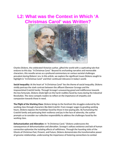 A Christmas Carol Context Teaching Resources 