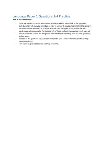 GCSE Language Paper 1 Revision Booklet | Teaching Resources