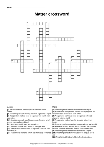 KS3 Chemistry crosswords bundle | Teaching Resources