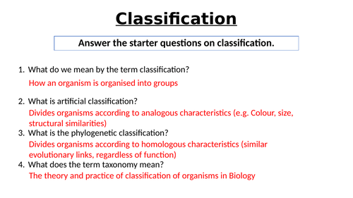 A-Level AQA Biology - Classification