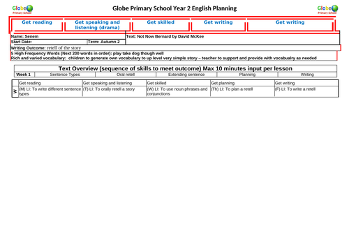 Year 2 English Plan - Not Now Bernard