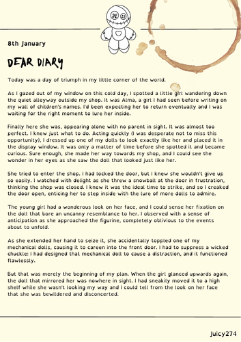 Alma WAGOLL, model text, Diary entry example text, Year 6 | Teaching ...