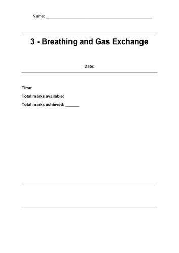 Topic 3 - Breathing and Gas Exchange