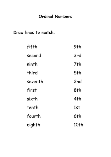 Ordinal Numbers KS2 Mathematics worksheet | Teaching Resources