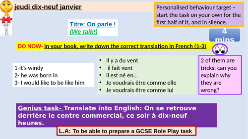 French Edexcel_Introduction to Role Play | Teaching Resources