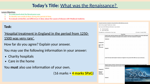 Intro to Renaissance Medicine (MTT - Edexcel GCSE)