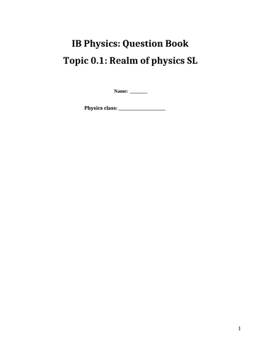 IB DP Physics: Question book Measurement and uncertainty