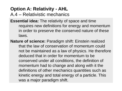 IB DP Physics Option A: Relativity HL PPT (last exams 2024)