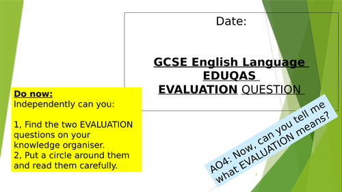 EDUQAS English Language GCSE Component 1 and 2 Evaluation Exam ...
