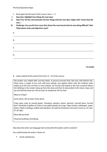 AQA Language Paper One Self- Assessment | Teaching Resources