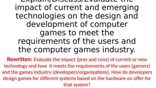 IT/Computing BTEC Level 3 - Unit 8 - Computer Games Development (Learning Aim A)