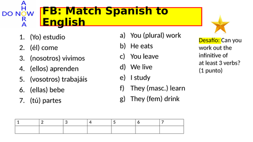 El presente de los verbos regulares en -AR, ER y -IR | Teaching Resources