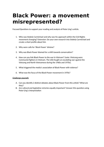 A LEVEL CIVIL RIGHTS PART 1 AFRICAN-AMERICANS LESSON 14 MALCOLM X AND BLACK POWER PART 2