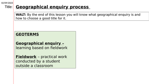 KS3 fieldwork: setting question and hypotheses