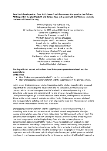 MACBETH Grade 9 Essay Exemplar GCSE English Literature