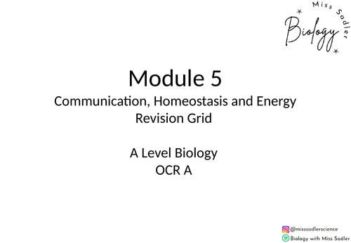 OCR A level Biology Module 5 revision grid | Teaching Resources