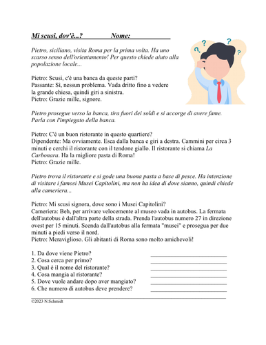 Italian Formal Commands Reading: Asking Directions (Italiano/Imperativi ...