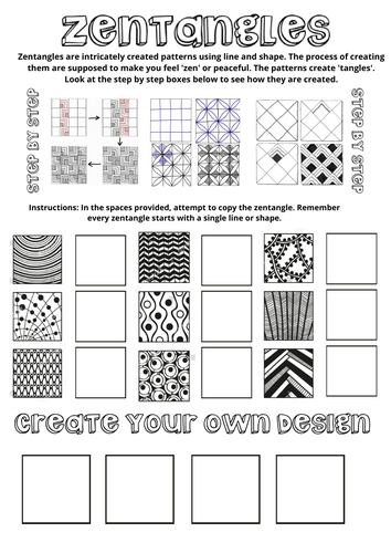 Zentangle worksheet / starter / extension activity | Teaching Resources