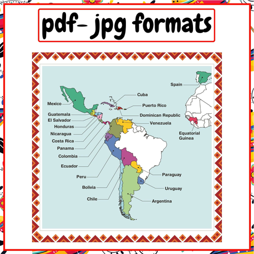 Hispanic heritage month classroom decor | Hispanic Countries flags-map game