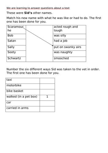 Year 2 English Plan - Six Dinner Sid