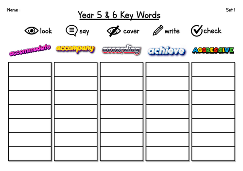 Spelling sheets- Year 5 & 6 statutory words practice sheets | Teaching ...