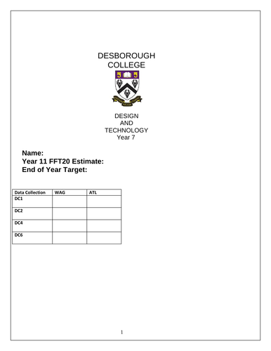 Year 7 Design and Technology project and marking booklet. | Teaching ...