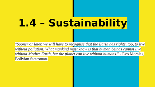 ESS (IBDP) 1.4 Sustainability:  unit of work