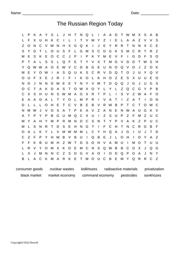 The Russian Region Today Word Search for World Geography | Teaching ...