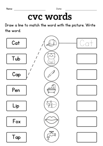 missing letter cvc words activity worksheet for grade 1 or 2 | Teaching ...