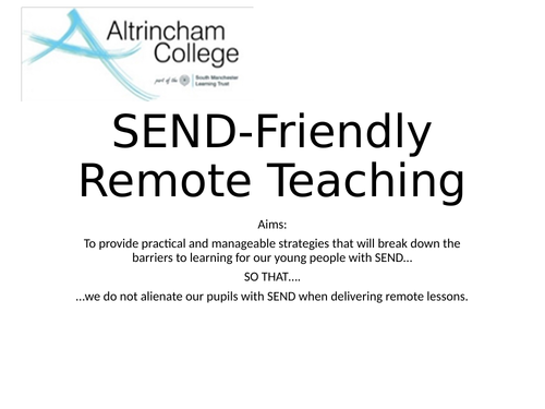 SEND-Friendly Remote Teaching CPD Resource | Teaching Resources
