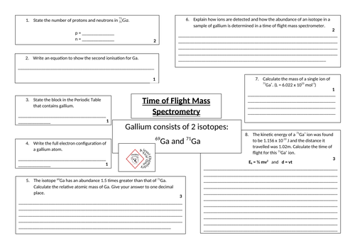 Time of Flight Mass Spectrometry Calculations Topic Revision Mats ...