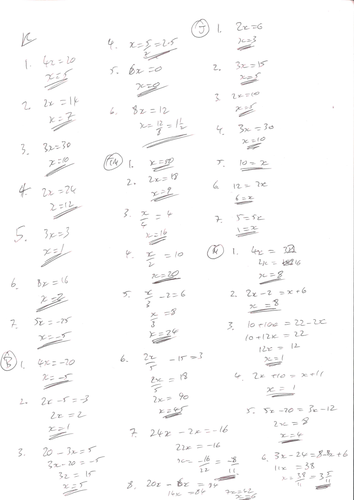 Mixed Linear Equations | Teaching Resources