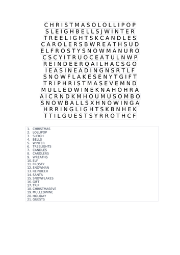 Christmas word search