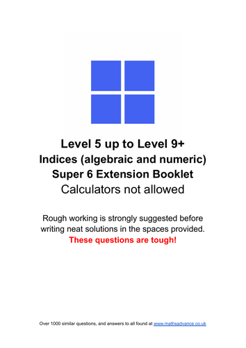 Maths Advance - Indices - Level 9+ | Teaching Resources