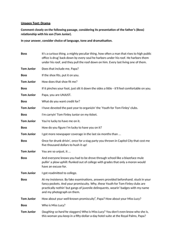 AS English Literature Cambridge Unseen Texts | Teaching Resources