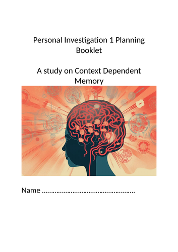 Personal Investigation Planning booklet Psychology | Teaching Resources