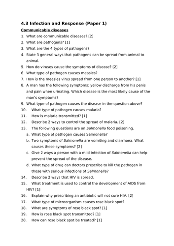 AQA Biology GCSE Paper 1 Revision | Teaching Resources