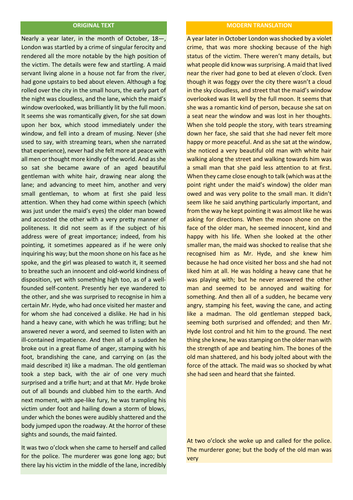 Dr Jekyll and Mr Hyde Chapter Four Modern Translation | Teaching Resources