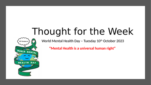 World Mental Health Day 2023 tutor form time resource | Teaching Resources