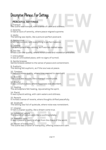 Descriptive Writing: List of Descriptive Phrases | Teaching Resources