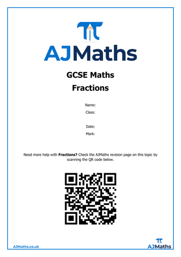GCSE Maths | Fractions | Edexcel Foundation | Teaching Resources