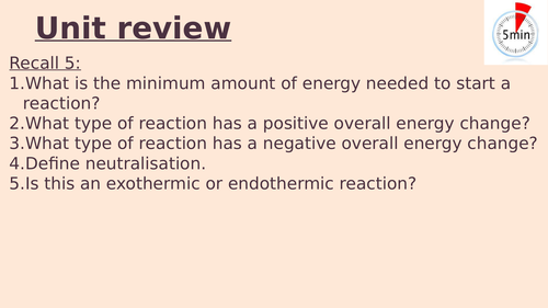 KS4 - chemistry single science - Energy changes recap