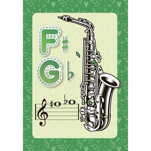 Tenor Saxophone. Colorful Full Range Fingering Chart (Saxophone