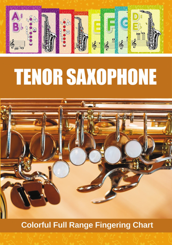 Tenor Saxophone. Colorful Full Range Fingering Chart (Saxophone