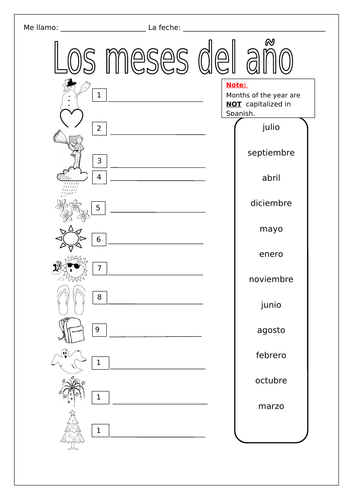 SPANISH - MONTHS AND SEASONS | Teaching Resources