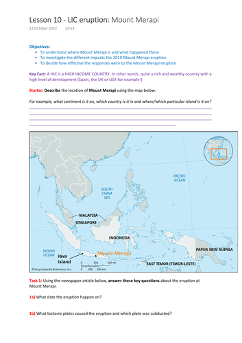 KS3 Geography:Tectonics and Hazards SoW / work booklet - volcanos ...