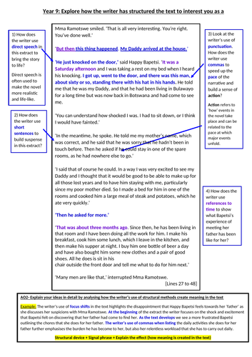 English Language Paper 1, Q.3 (KS3- Year 9 The No.1 Ladies' Detective ...