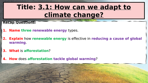 AQA GCSE Paper 1: 3.1. Section A: L19: Adapting to Climate Change