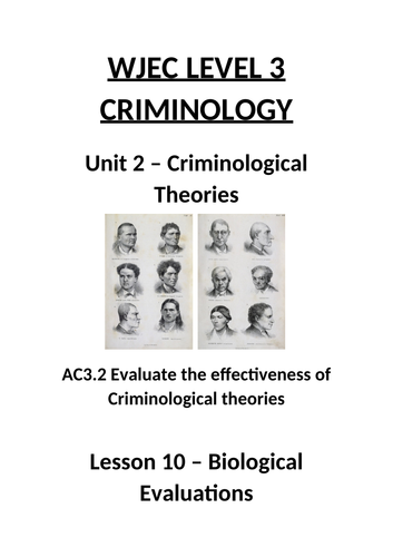 WJEC Criminology - Unit 2 Worksheets | Teaching Resources