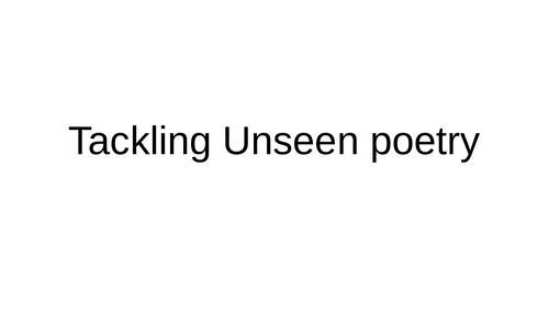 Tackling Unseen Poetry (English Literature)